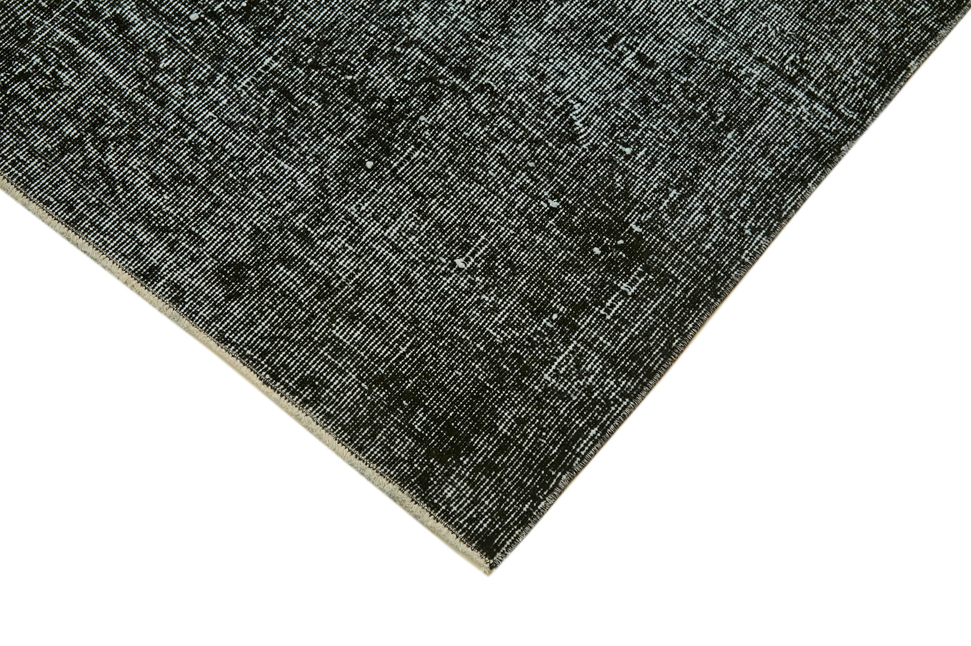 Vintage Wool Area Rug – Handmade Cotton Rug | Overdyed Black Rustic Carpet 4'9''x8'6''