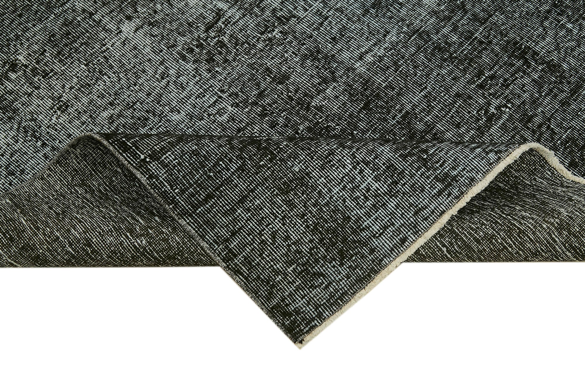 Vintage Wool Area Rug – Handmade Cotton Rug | Overdyed Black Rustic Carpet 4'9''x8'6''
