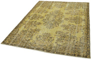 Handmade Vintage Area Rug – Overdyed Wool Rug, Yellow Cotton Wool Carpet 5'6''x7'5''