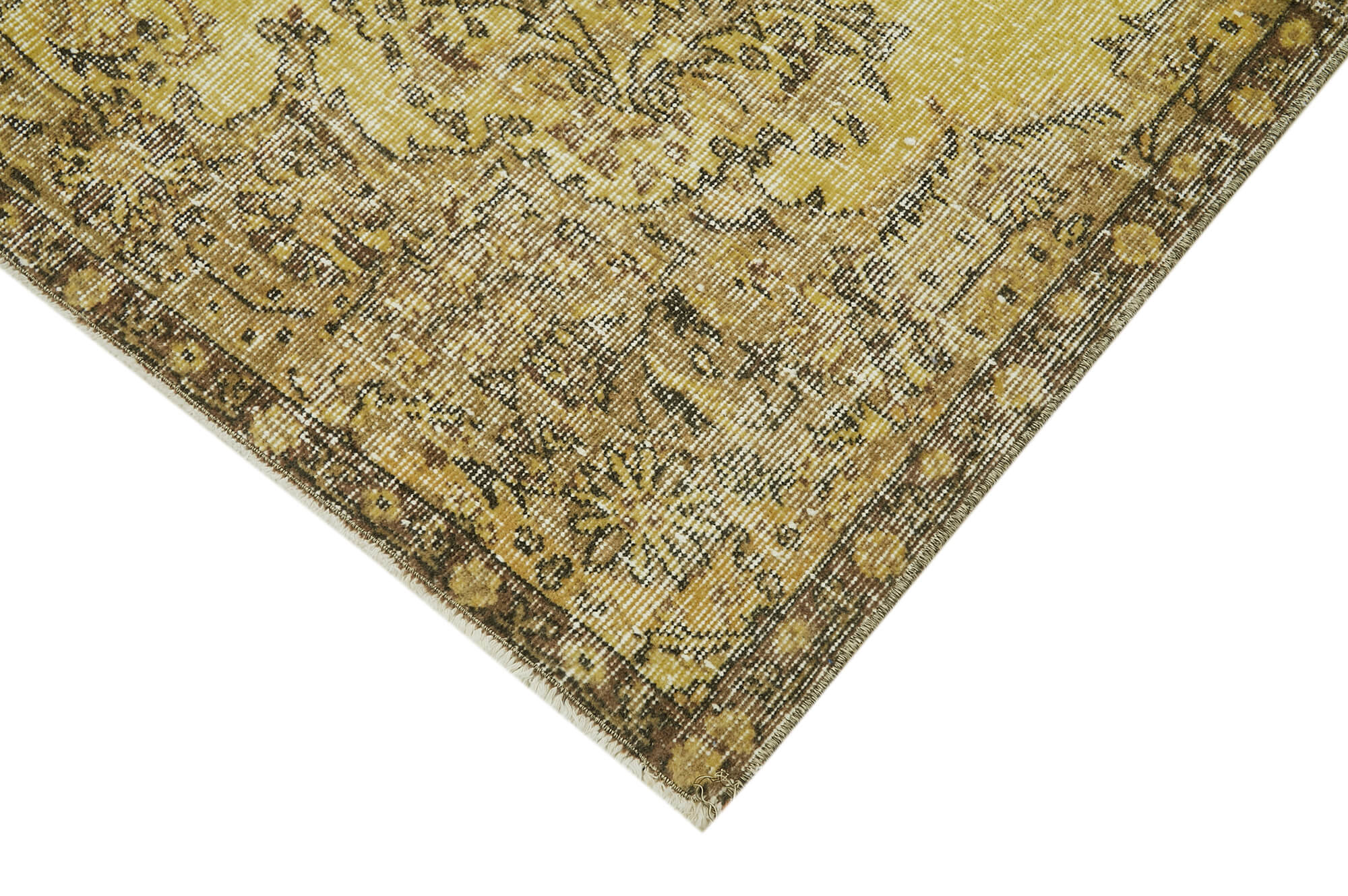 Handmade Vintage Area Rug – Overdyed Wool Rug, Yellow Cotton Wool Carpet 5'6''x7'5''