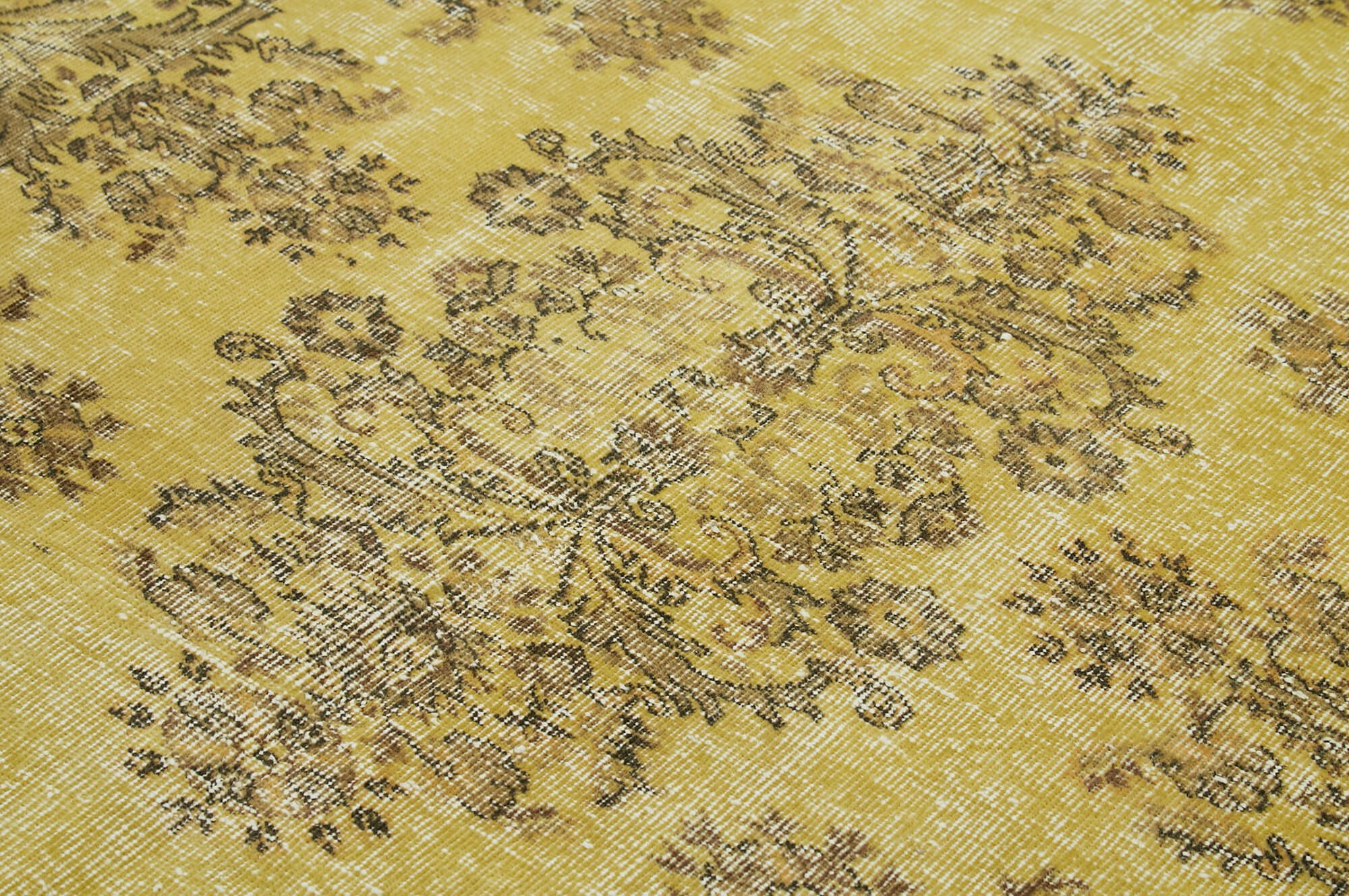 Handmade Vintage Area Rug – Overdyed Wool Rug, Yellow Cotton Wool Carpet 5'6''x7'5''