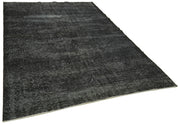 Handmade Vintage Area Rug – Overdyed Vintage Rug | Black Wool Cotton Blend 6'6" x 9'8"