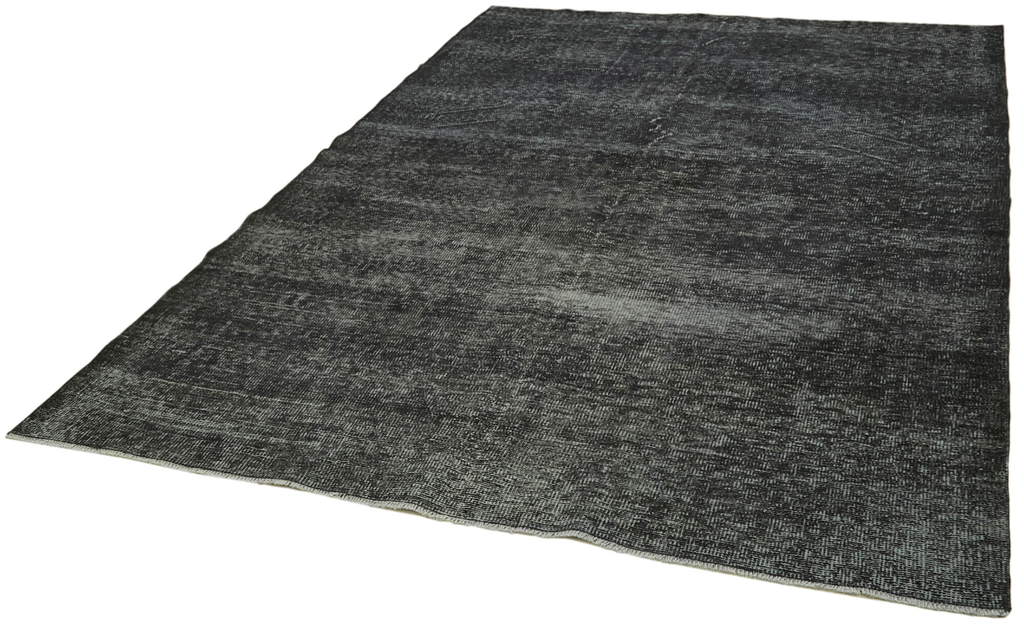 Handmade Vintage Area Rug – Overdyed Vintage Rug | Black Wool Cotton Blend 6'6" x 9'8"