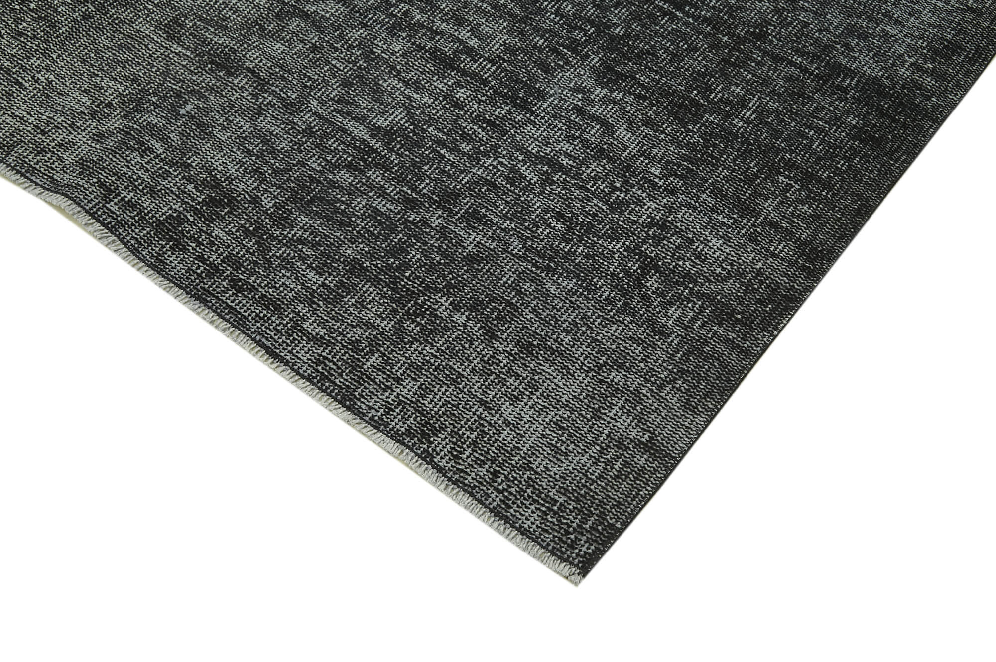 Handmade Vintage Area Rug – Overdyed Vintage Rug | Black Wool Cotton Blend 6'6" x 9'8"