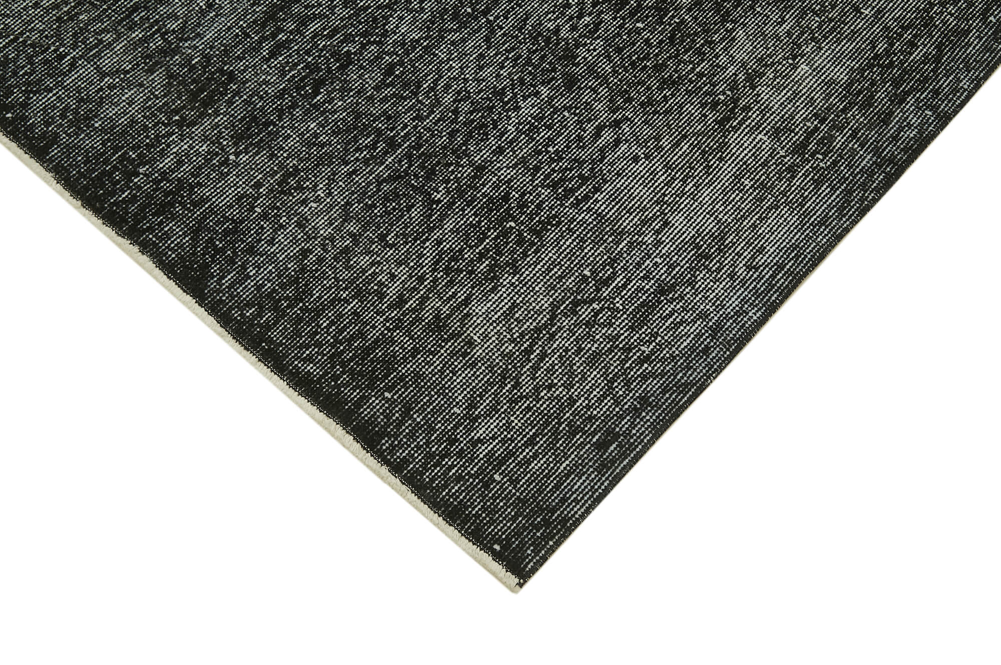 Handmade Vintage Area Rug – Overdyed Black Wool Cotton Rug 5'7'' x 8'9''