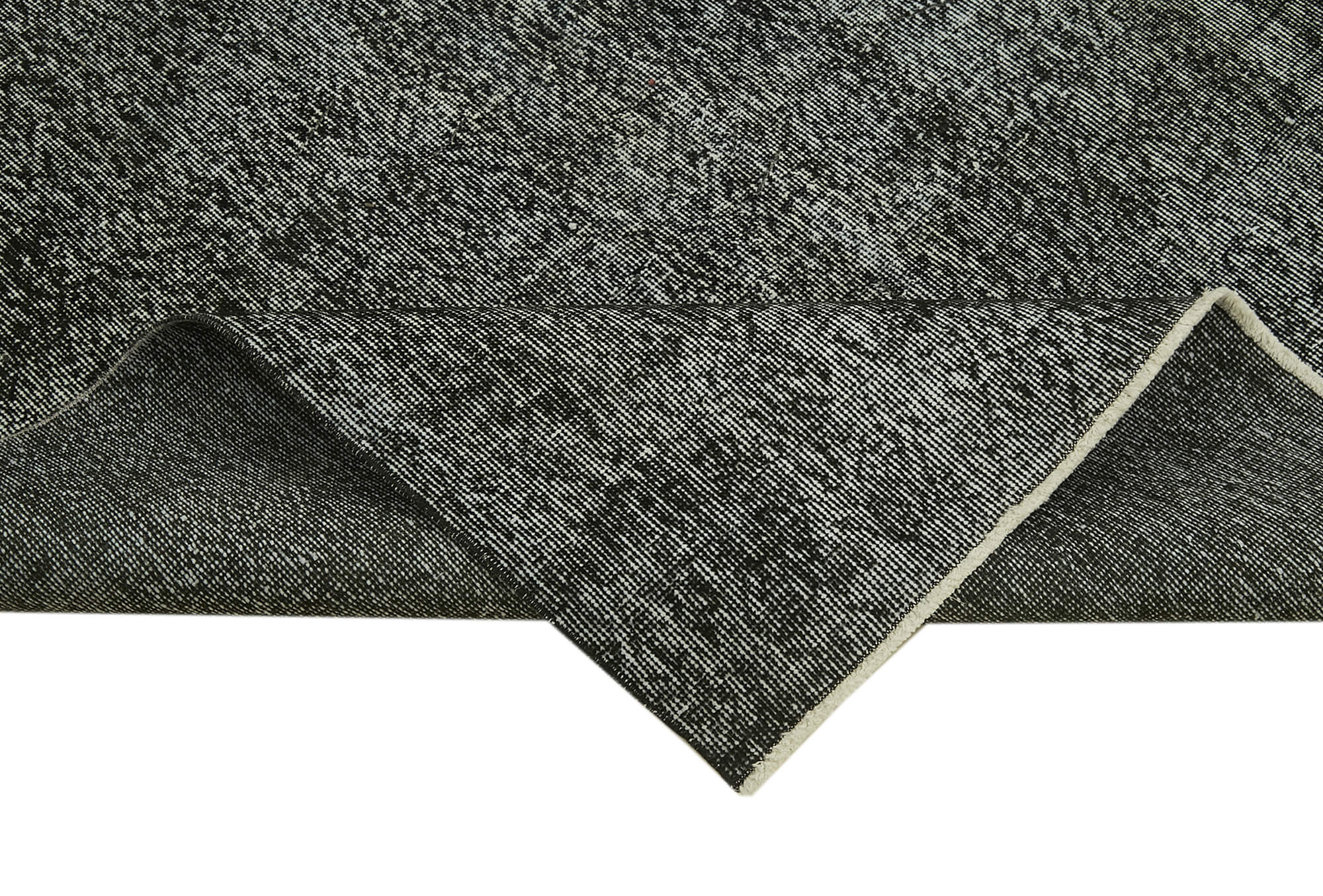 Handmade Vintage Area Rug – Overdyed Black Wool Cotton Rug 5'7'' x 8'9''