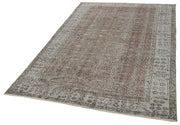 Vintage Wool Area Rug - Handmade Cotton Wool Rug, Overdyed Grey Carpet 5'3''x8'6''