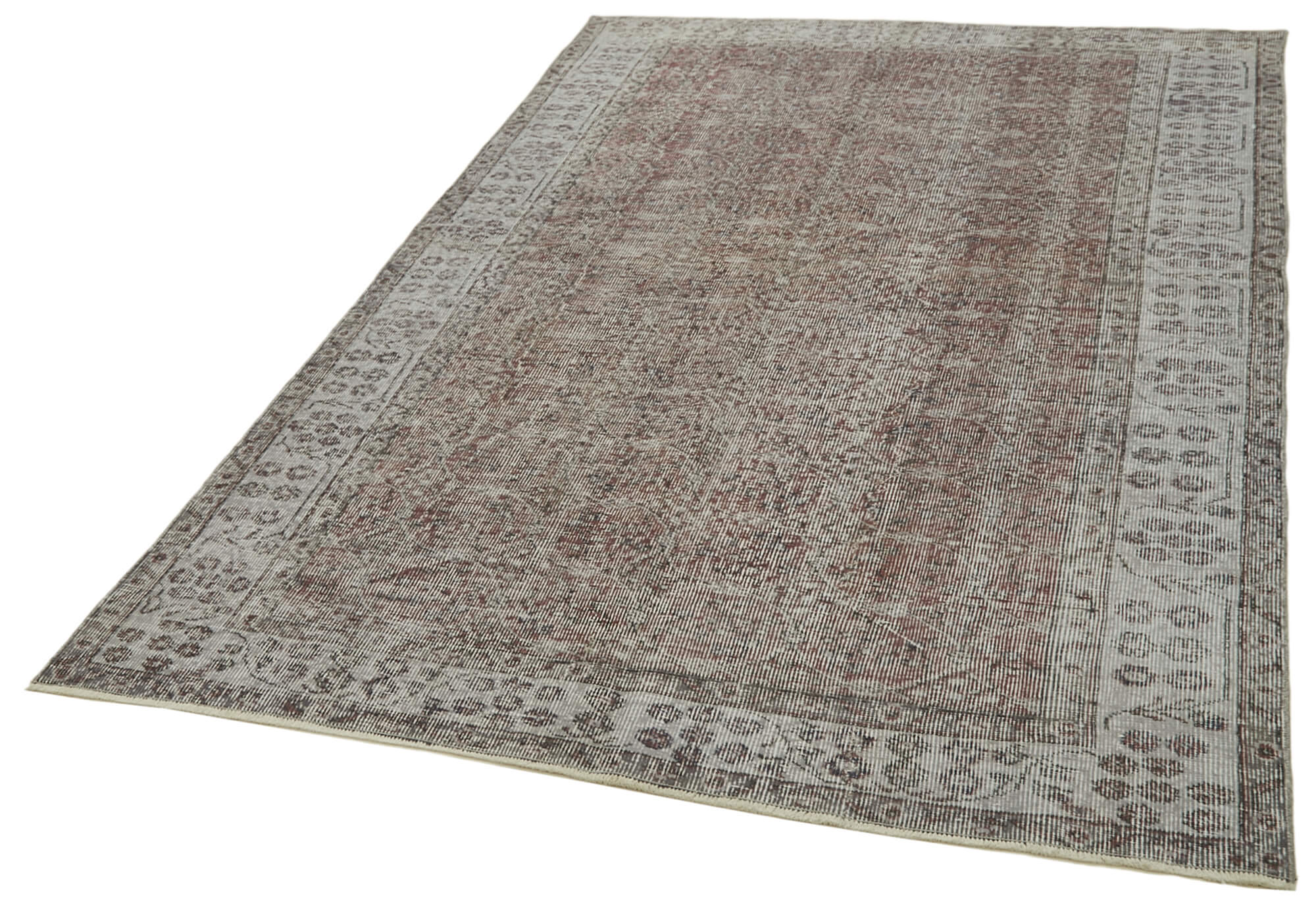 Vintage Wool Area Rug - Handmade Cotton Wool Rug, Overdyed Grey Carpet 5'3''x8'6''