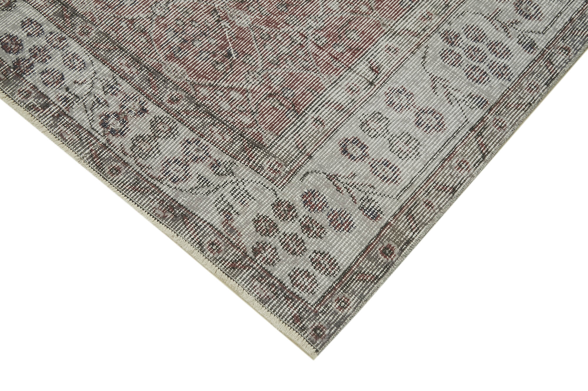 Vintage Wool Area Rug - Handmade Cotton Wool Rug, Overdyed Grey Carpet 5'3''x8'6''