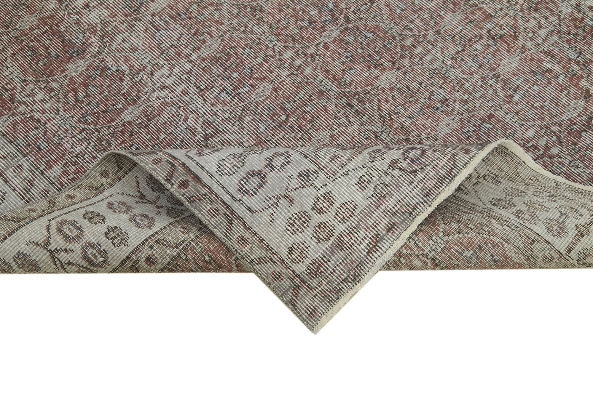 Vintage Wool Area Rug - Handmade Cotton Wool Rug, Overdyed Grey Carpet 5'3''x8'6''