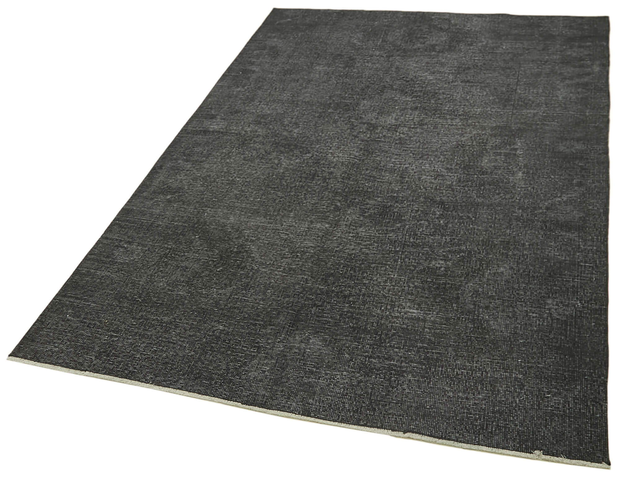 Vintage Area Rug – Hand Woven Overdyed Black Wool & Cotton Carpet 4'10''x8'10''