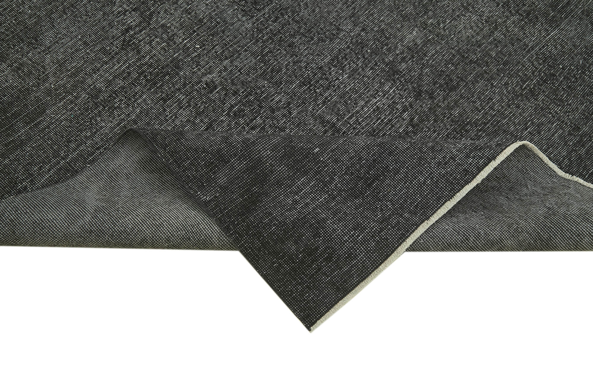 Vintage Area Rug – Hand Woven Overdyed Black Wool & Cotton Carpet 4'10''x8'10''