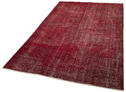 Handmade Vintage Area Rug – Overdyed Red Cotton Wool Rug 5'1''x8'8'' Classic Turkish Carpet