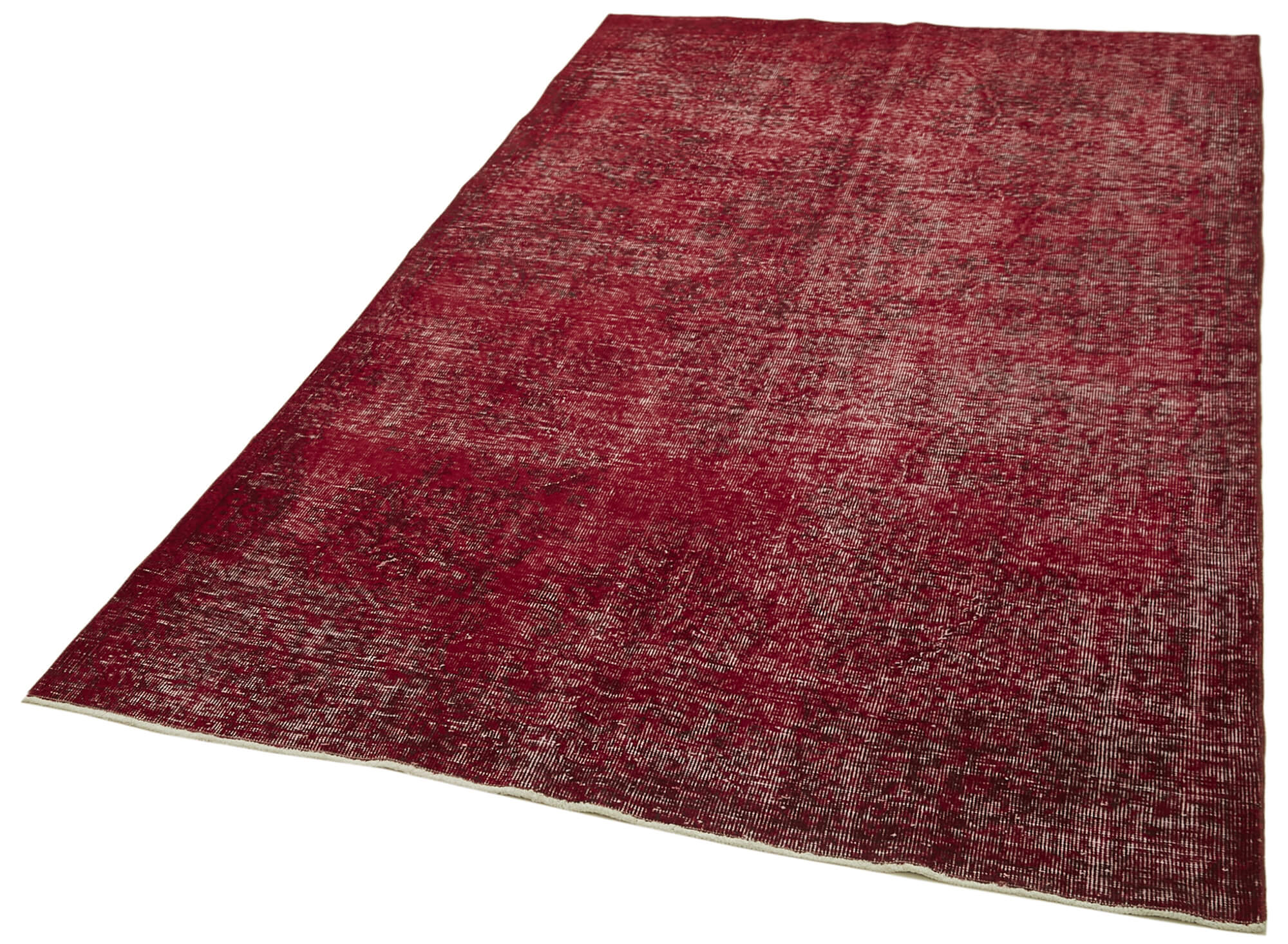 Handmade Vintage Area Rug – Overdyed Red Cotton Wool Rug 5'1''x8'8'' Classic Turkish Carpet
