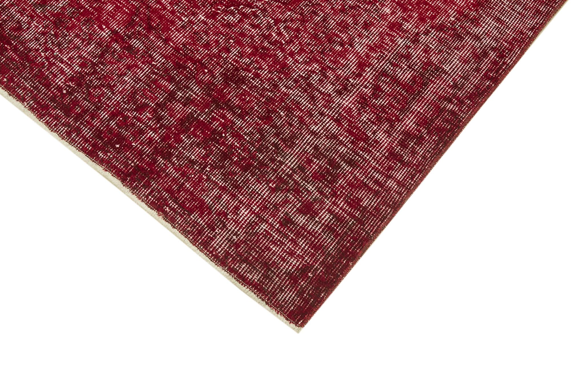 Handmade Vintage Area Rug – Overdyed Red Cotton Wool Rug 5'1''x8'8'' Classic Turkish Carpet