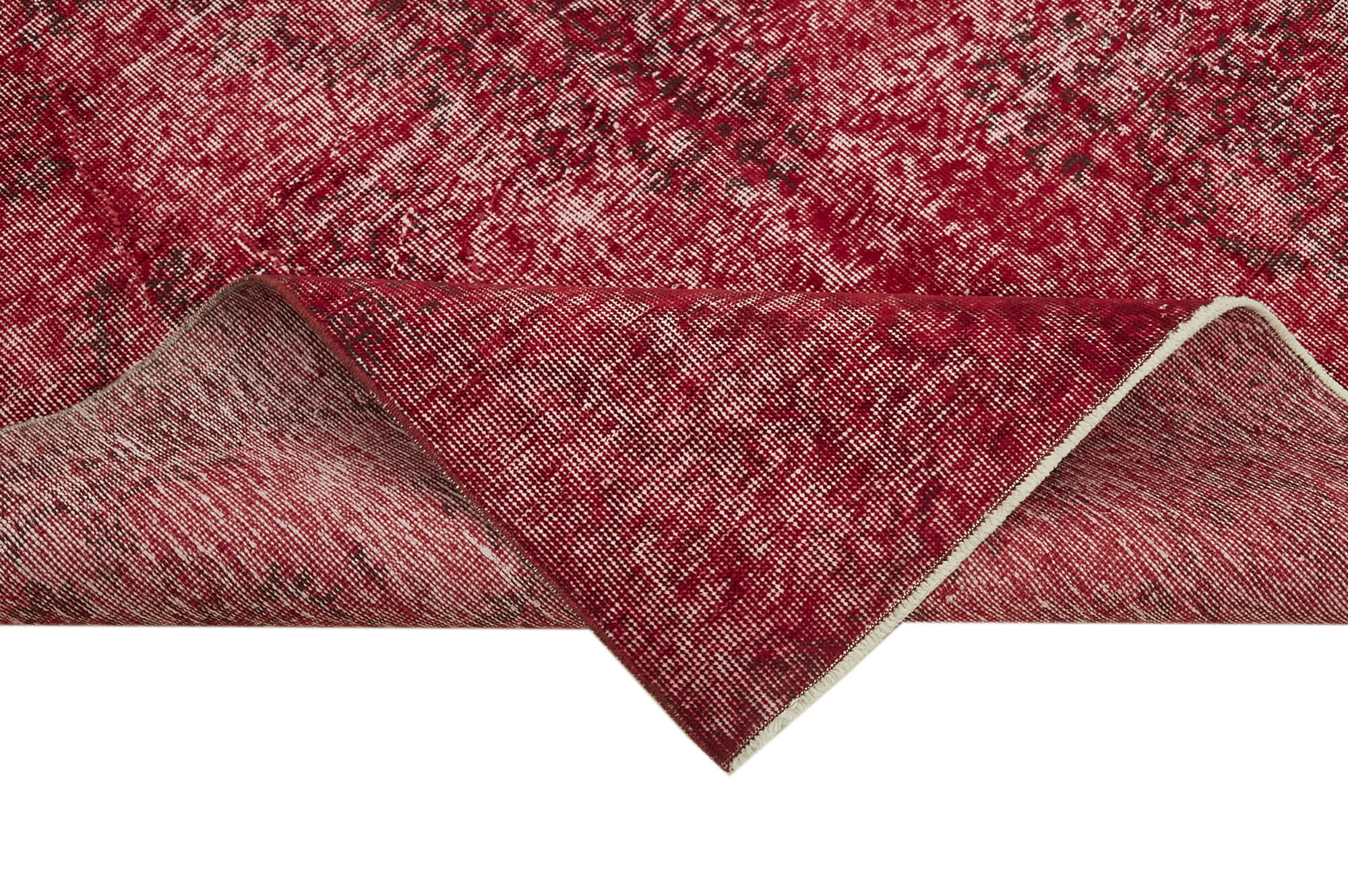 Handmade Vintage Area Rug – Overdyed Red Cotton Wool Rug 5'1''x8'8'' Classic Turkish Carpet