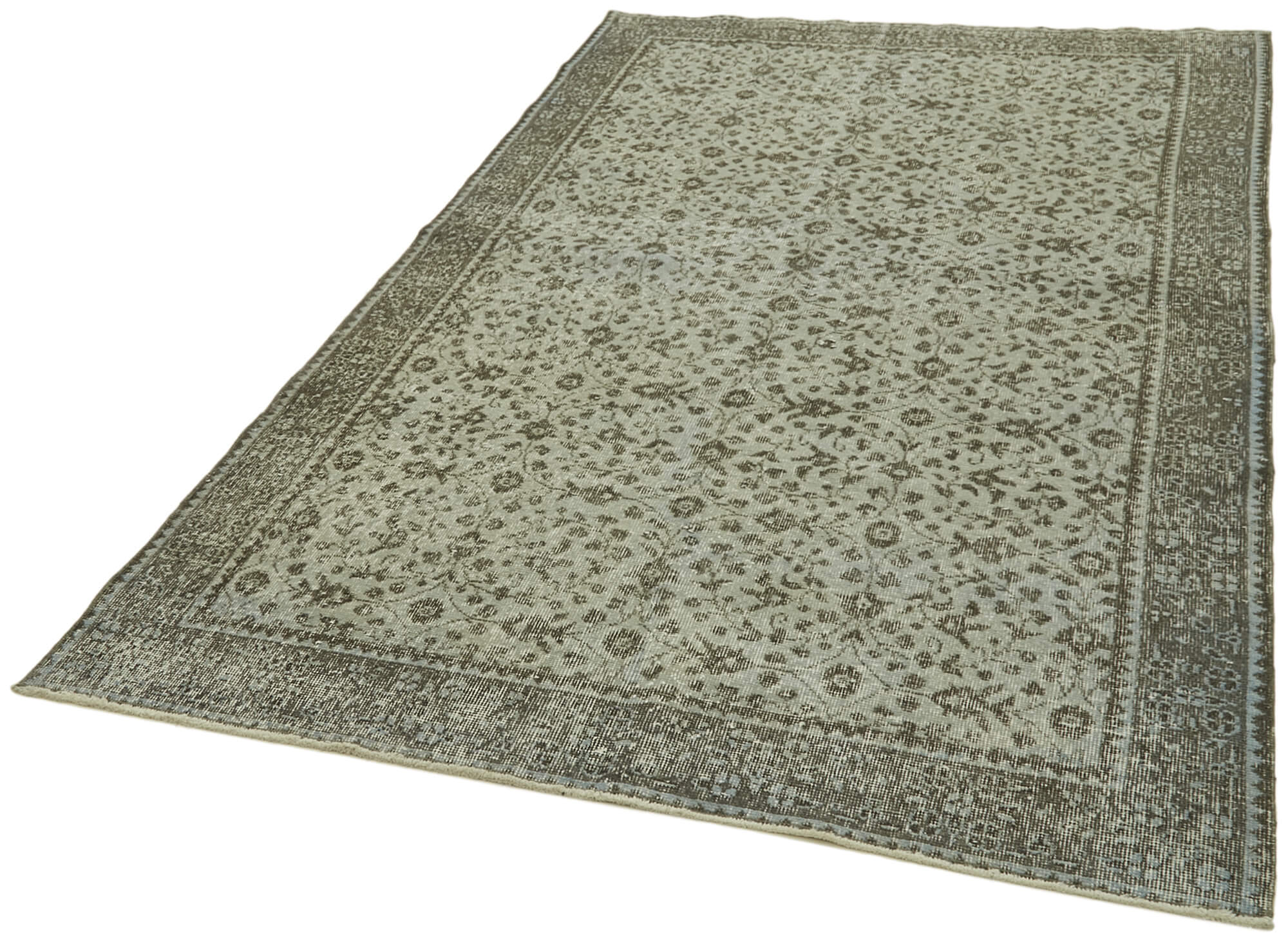 Vintage Handmade Area Rug – Overdyed Blue Turkish Cotton Wool Carpet 5'3''x8'10''