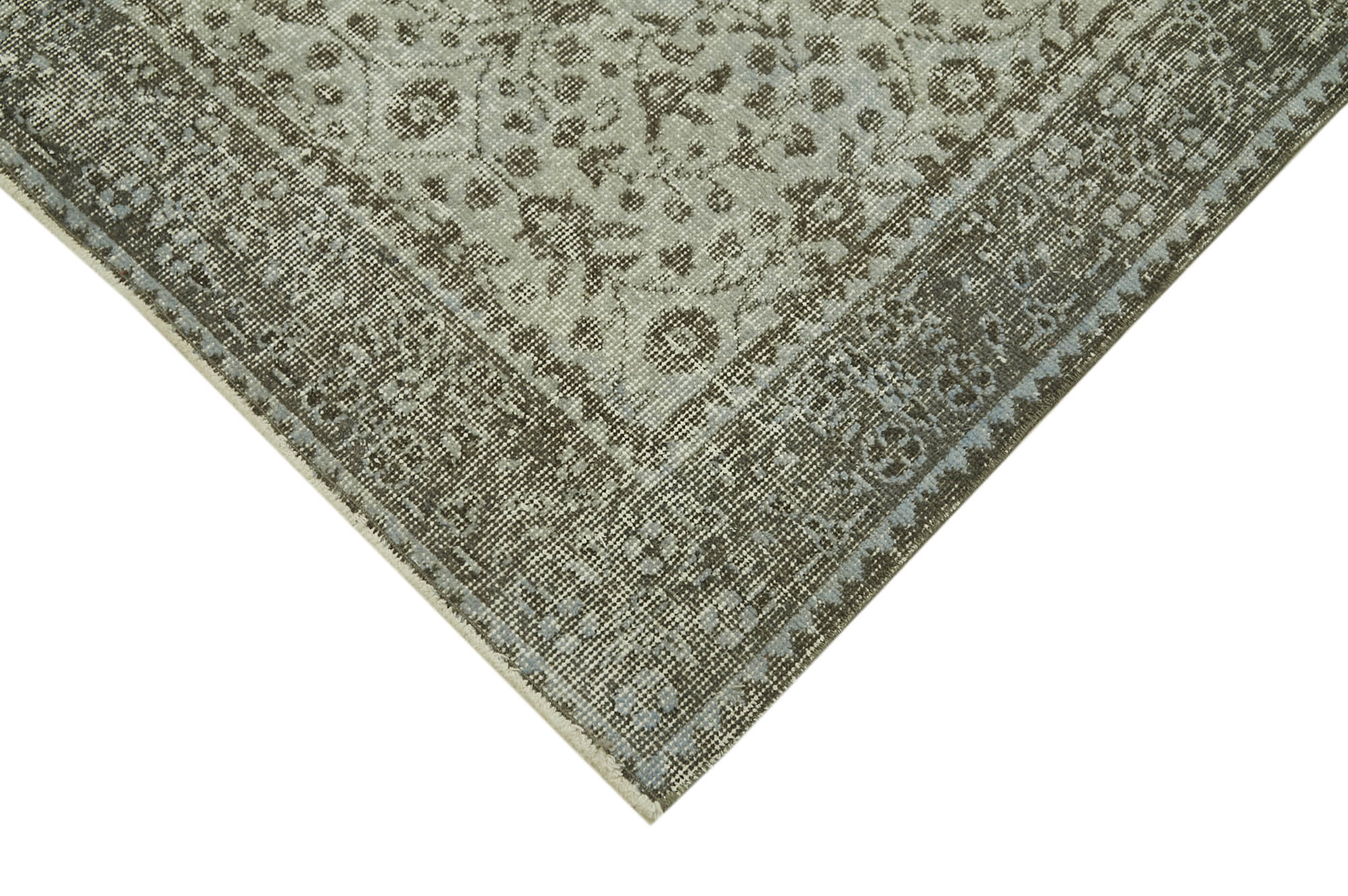 Vintage Handmade Area Rug – Overdyed Blue Turkish Cotton Wool Carpet 5'3''x8'10''