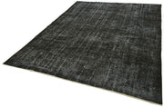 Vintage Handmade Area Rug – Overdyed Black Turkish Rug, 7'1'' x 10'0'' Cotton Wool