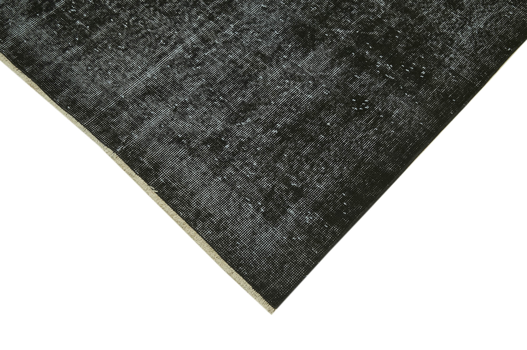 Vintage Handmade Area Rug – Overdyed Black Turkish Rug, 7'1'' x 10'0'' Cotton Wool