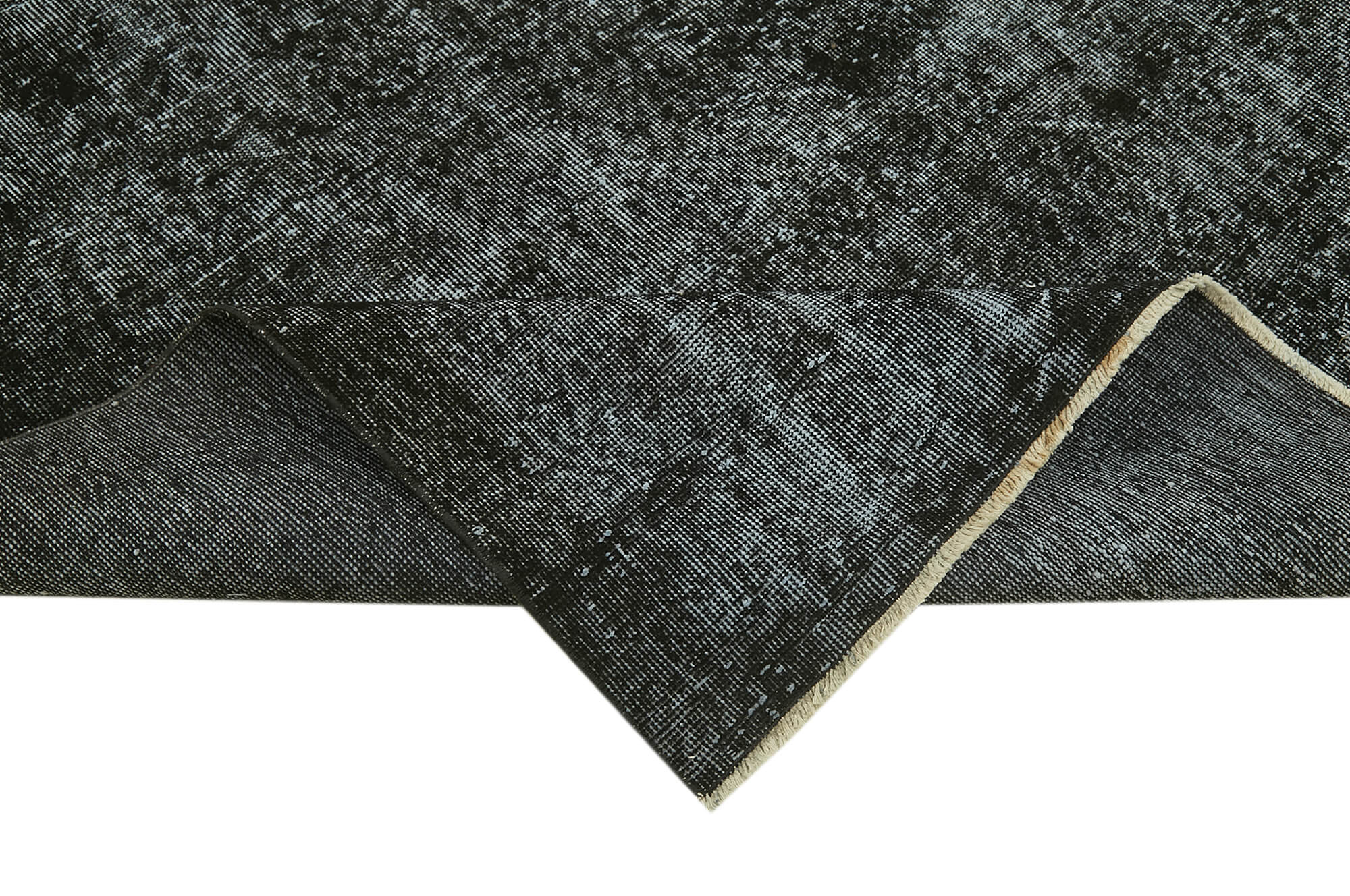 Vintage Handmade Area Rug – Overdyed Black Turkish Rug, 7'1'' x 10'0'' Cotton Wool