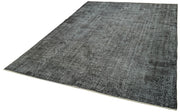 Handmade Vintage Area Rug – Overdyed Black Wool Cotton Carpet 7'3''x10'8''