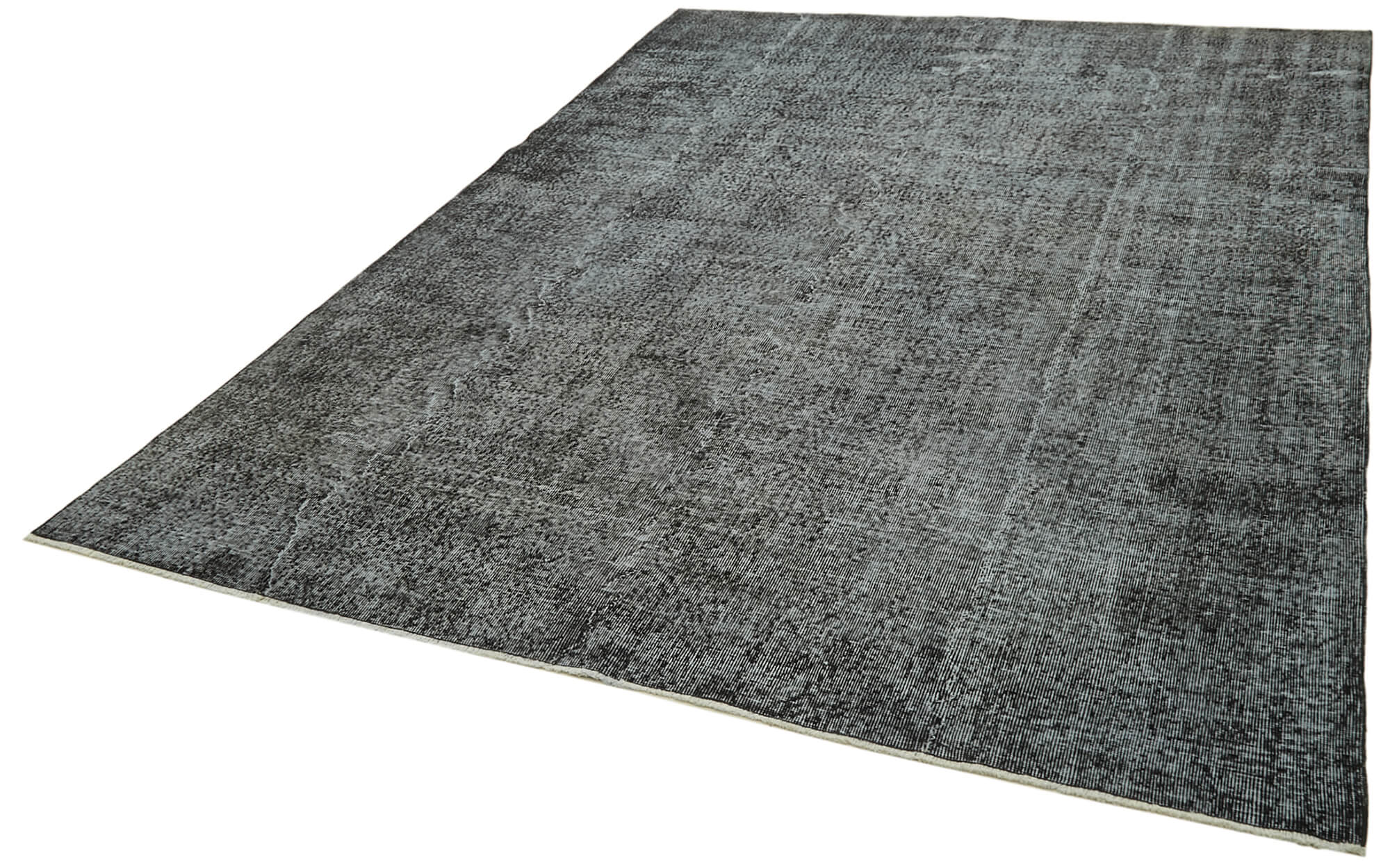 Handmade Vintage Area Rug – Overdyed Black Wool Cotton Carpet 7'3''x10'8''