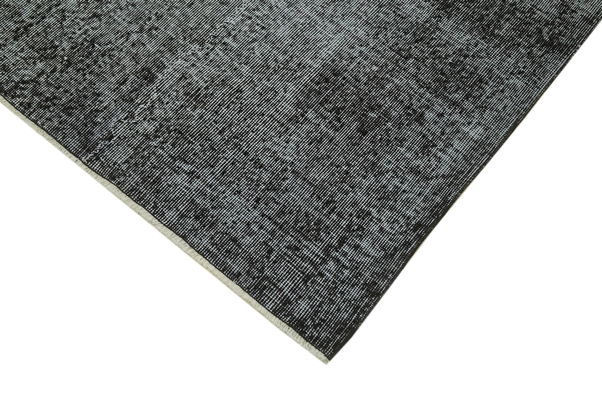 Handmade Vintage Area Rug – Overdyed Black Wool Cotton Carpet 7'3''x10'8''