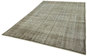 Vintage Wool Area Rug - Handmade Overdyed Grey Cotton Wool Carpet 6'11" x 10'4"
