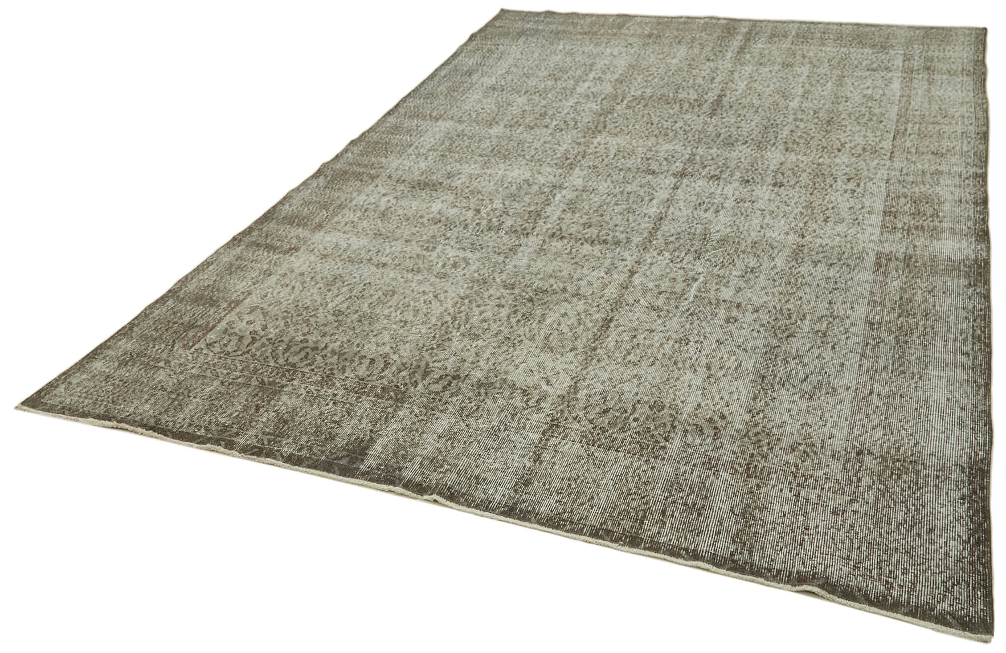 Vintage Wool Area Rug - Handmade Overdyed Grey Cotton Wool Carpet 6'11" x 10'4"