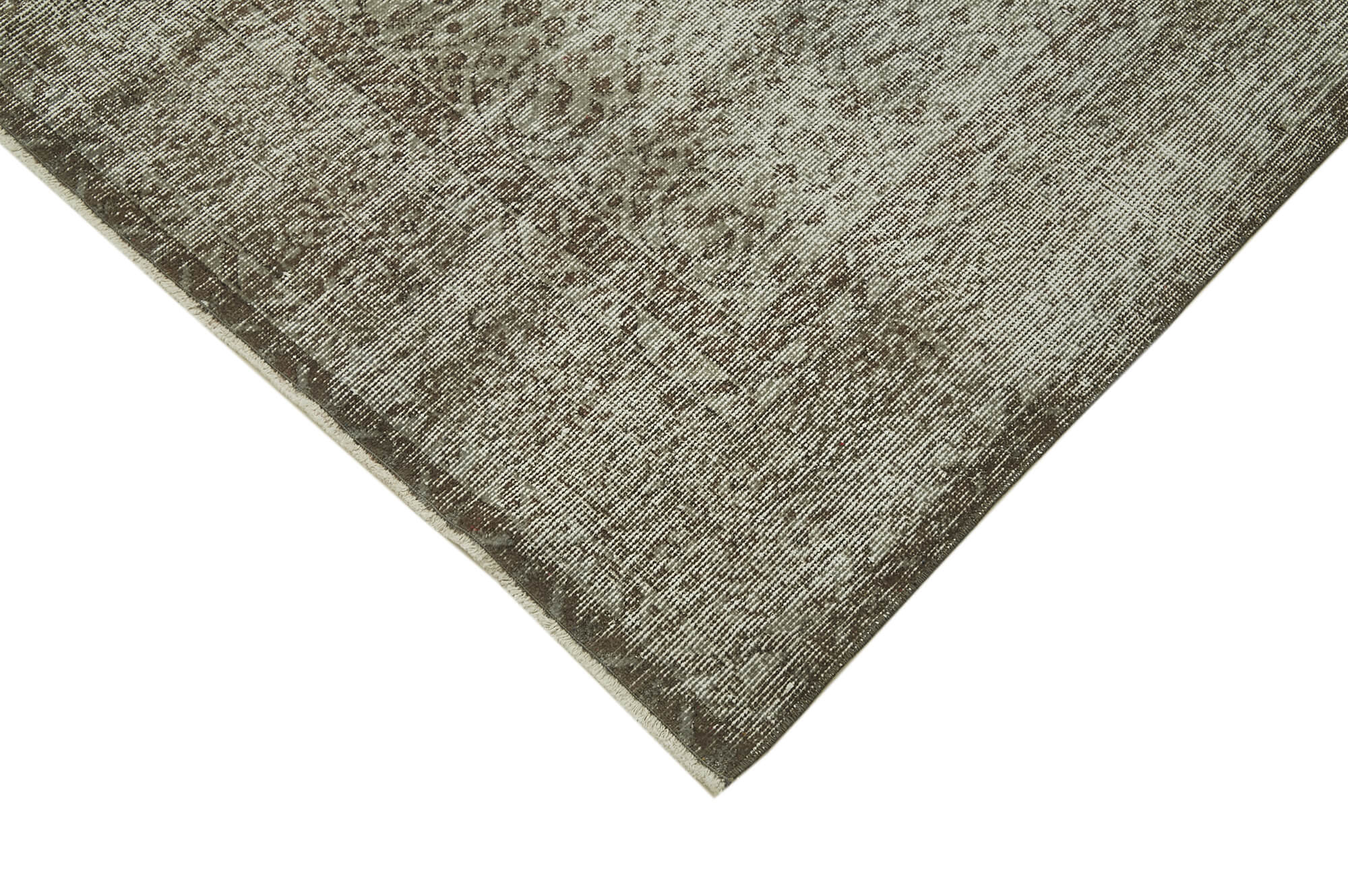 Vintage Wool Area Rug - Handmade Overdyed Grey Cotton Wool Carpet 6'11" x 10'4"