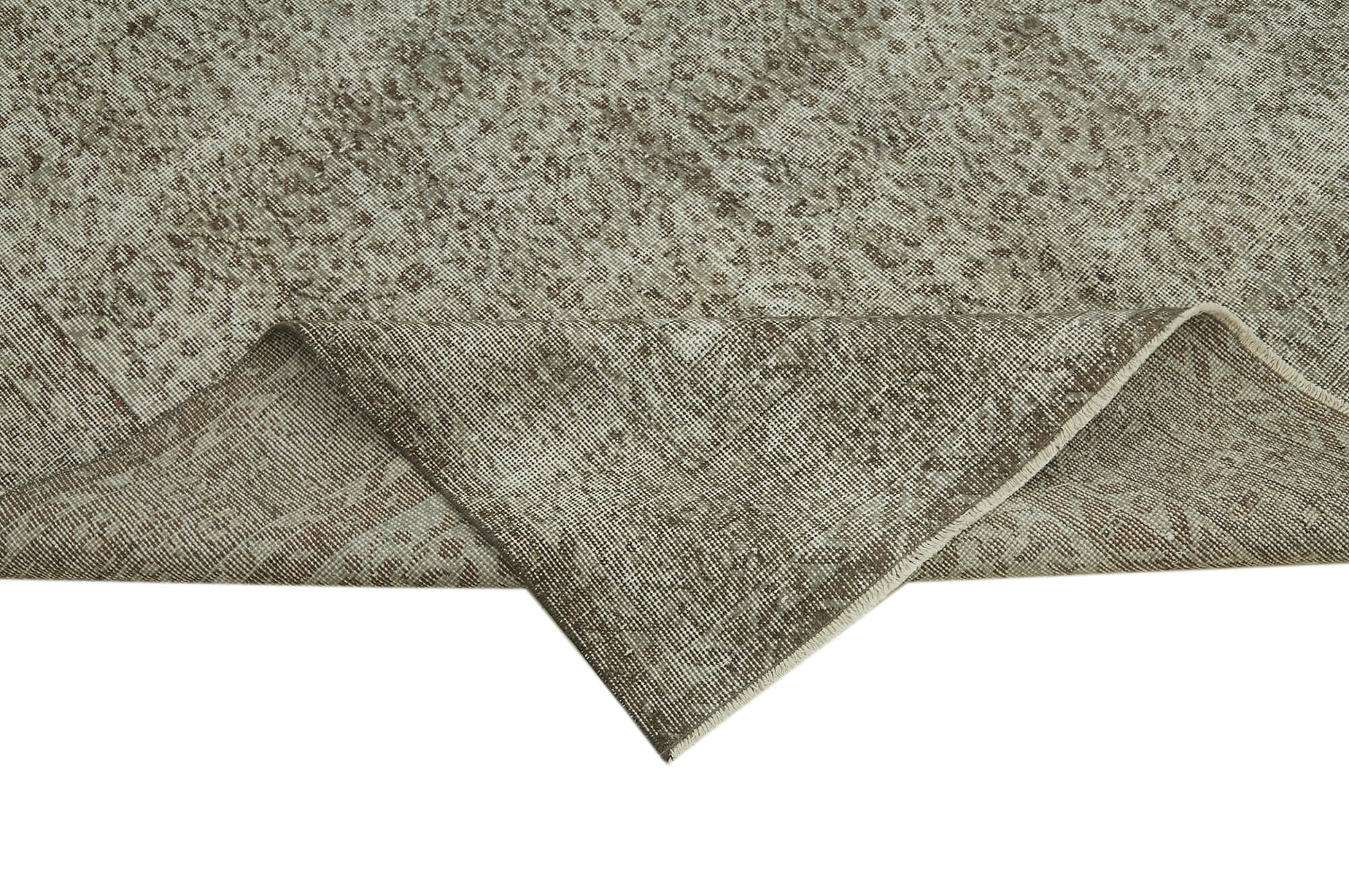 Vintage Wool Area Rug - Handmade Overdyed Grey Cotton Wool Carpet 6'11" x 10'4"