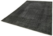 Handmade Area Rug | Overdyed Vintage Carpet 6'11'' x 10'4'' Black Cotton Wool