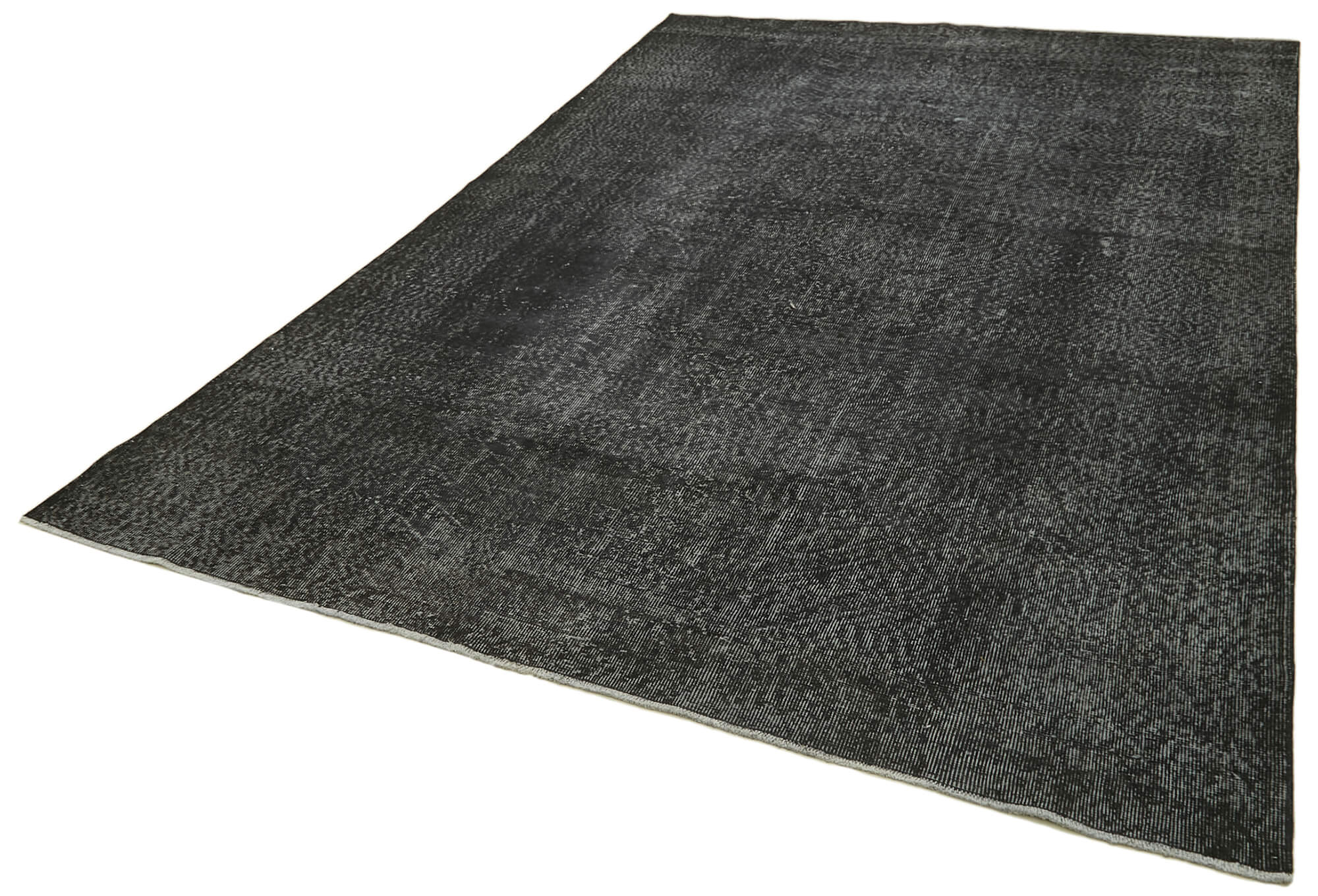Handmade Area Rug | Overdyed Vintage Carpet 6'11'' x 10'4'' Black Cotton Wool