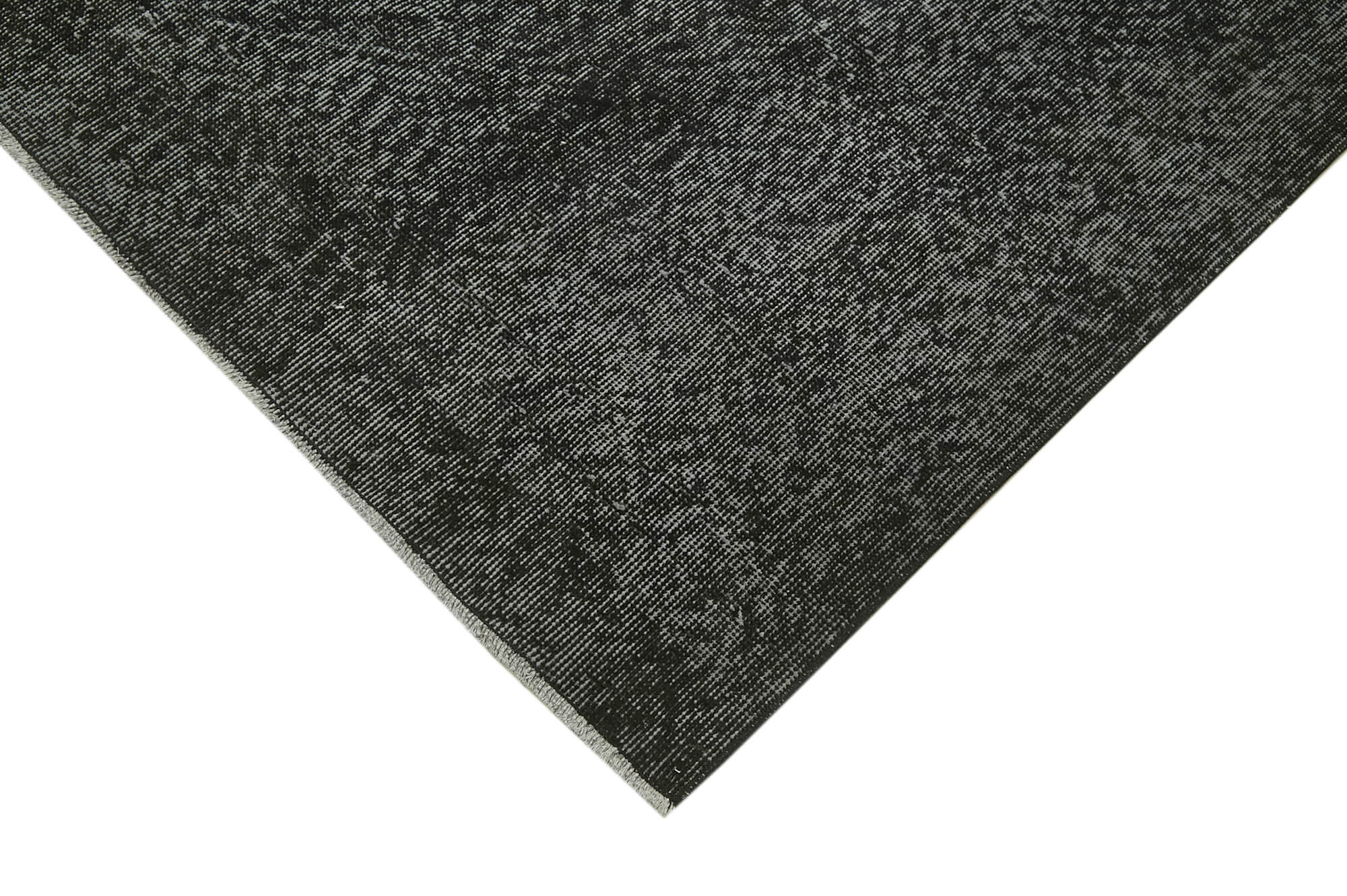Handmade Area Rug | Overdyed Vintage Carpet 6'11'' x 10'4'' Black Cotton Wool