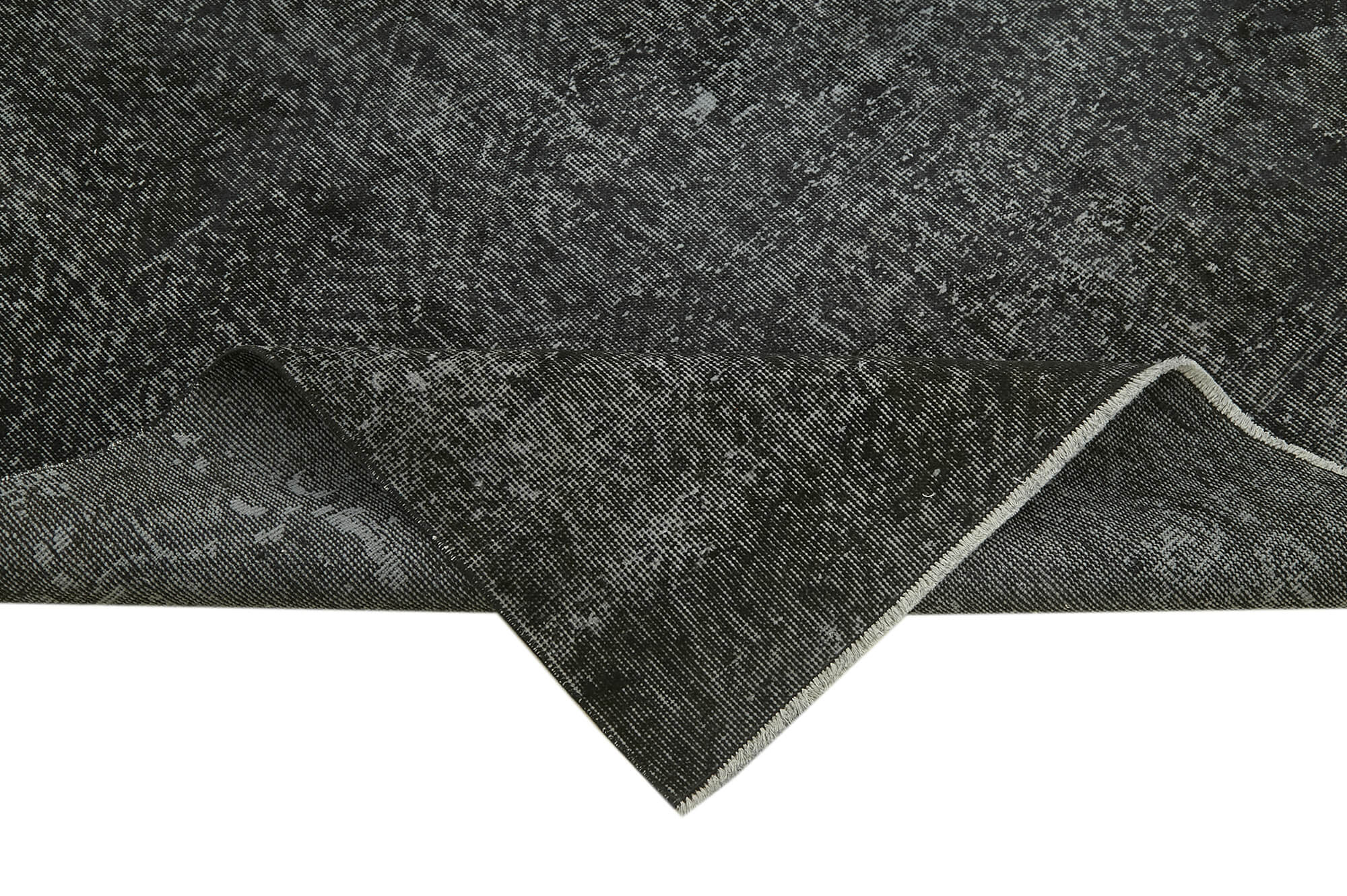 Handmade Area Rug | Overdyed Vintage Carpet 6'11'' x 10'4'' Black Cotton Wool