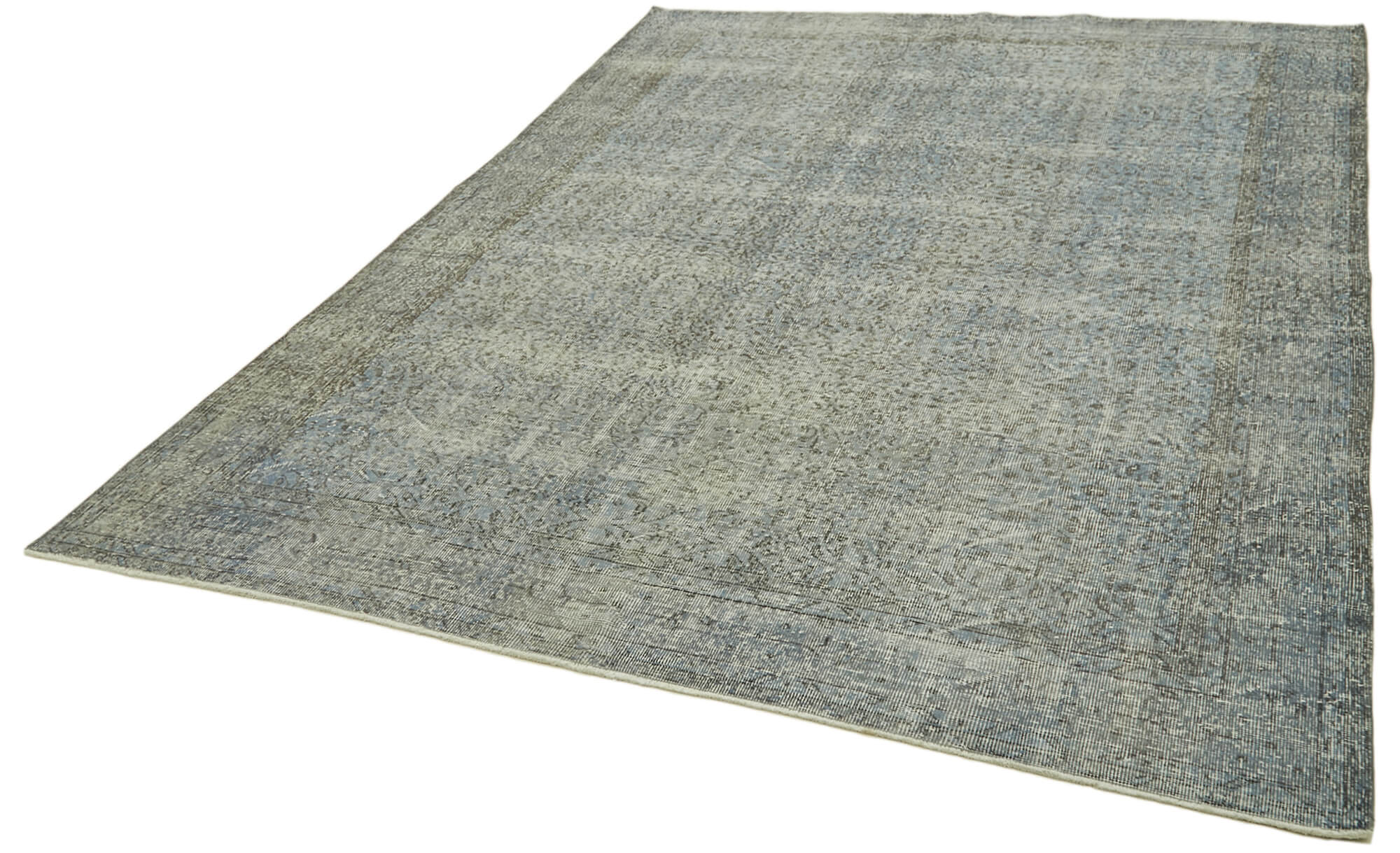 Handmade Vintage Area Rug – Overdyed Blue Rug | Cotton Wool, Turkish Vintage Carpet 7'1''x10'4''