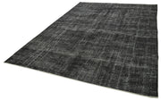 Vintage Handmade Area Rug – Overdyed Black Turkish Carpet 7'3'' x 10'5'' Cotton Wool