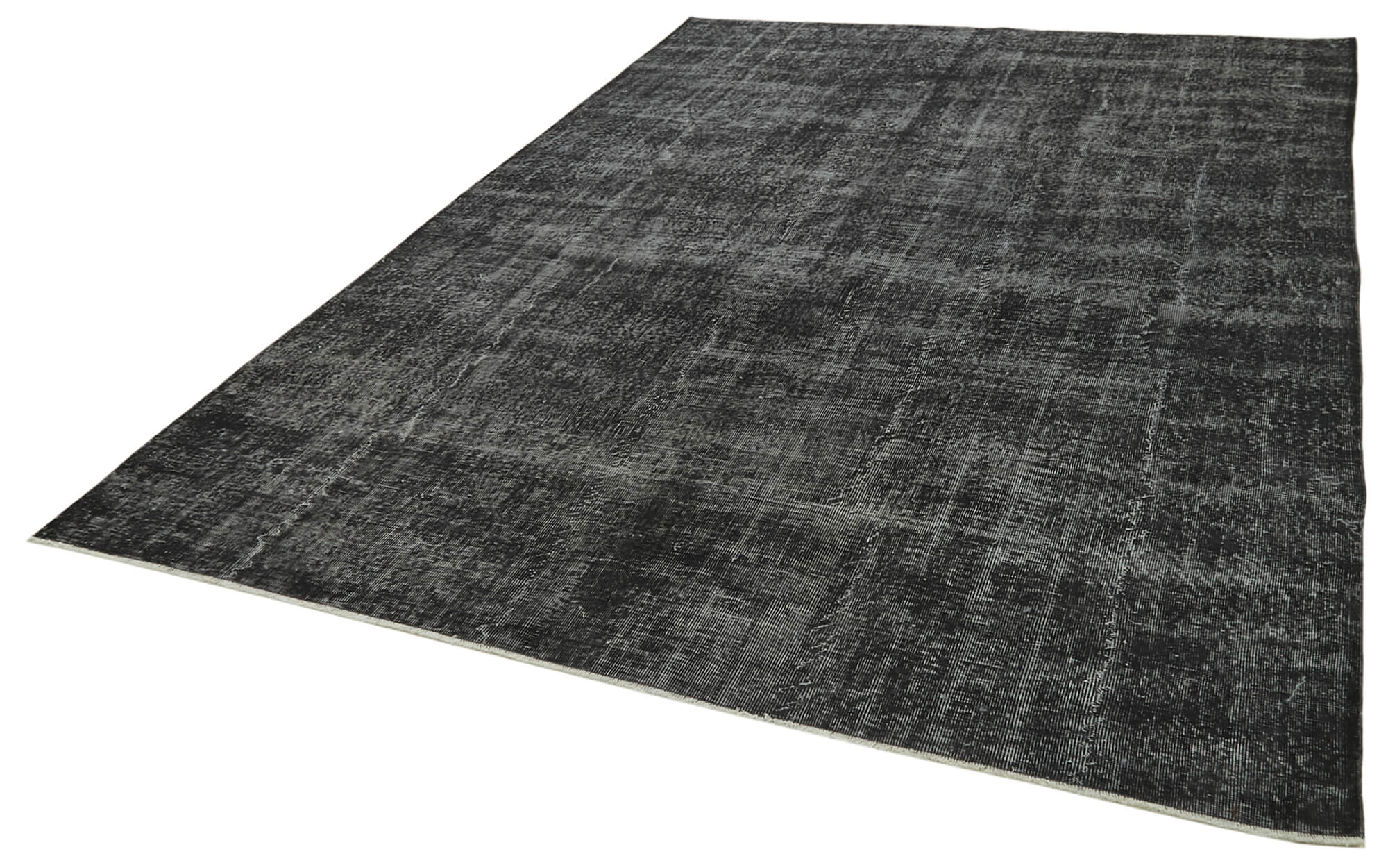 Vintage Handmade Area Rug – Overdyed Black Turkish Carpet 7'3'' x 10'5'' Cotton Wool