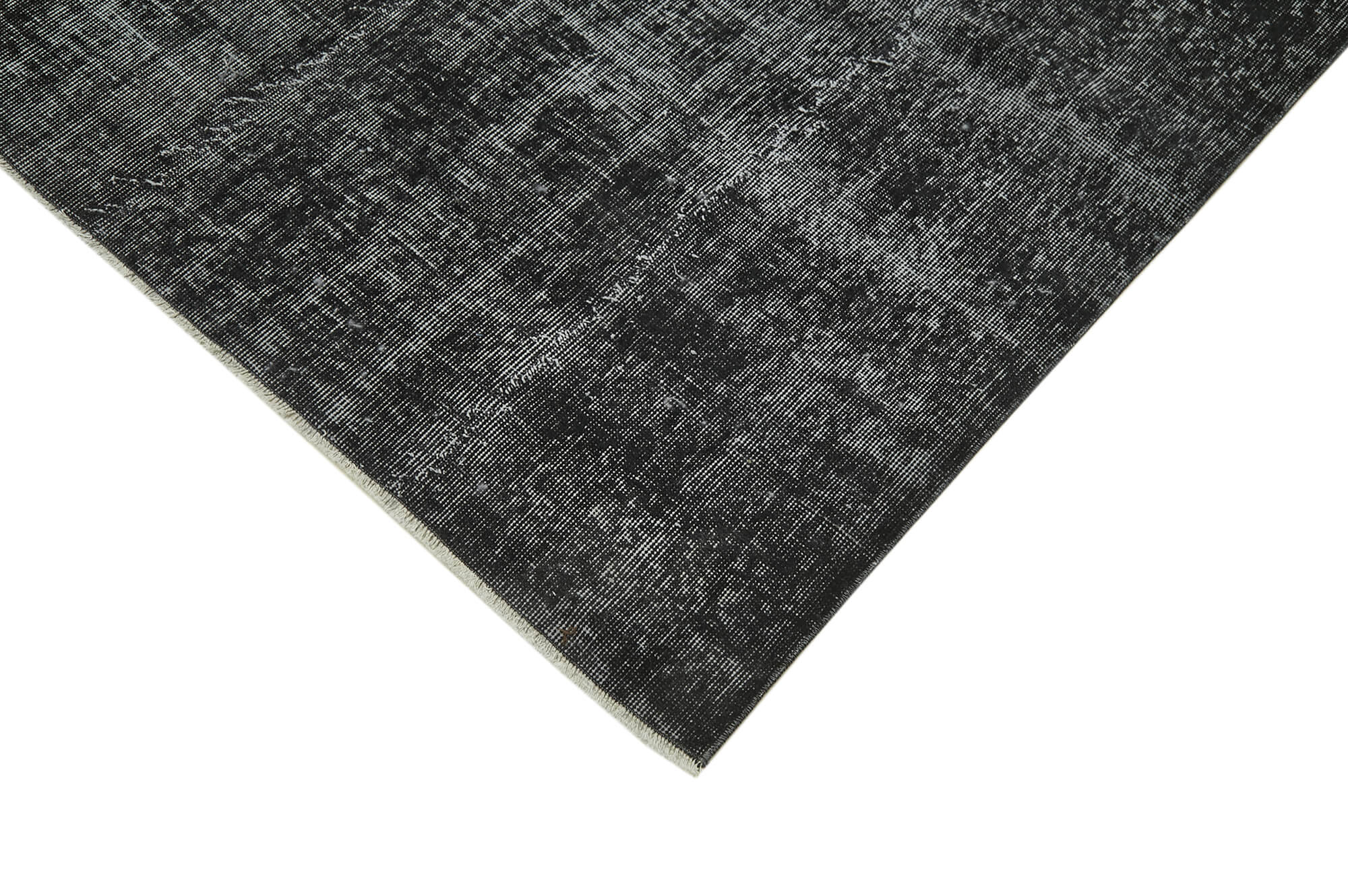 Vintage Handmade Area Rug – Overdyed Black Turkish Carpet 7'3'' x 10'5'' Cotton Wool