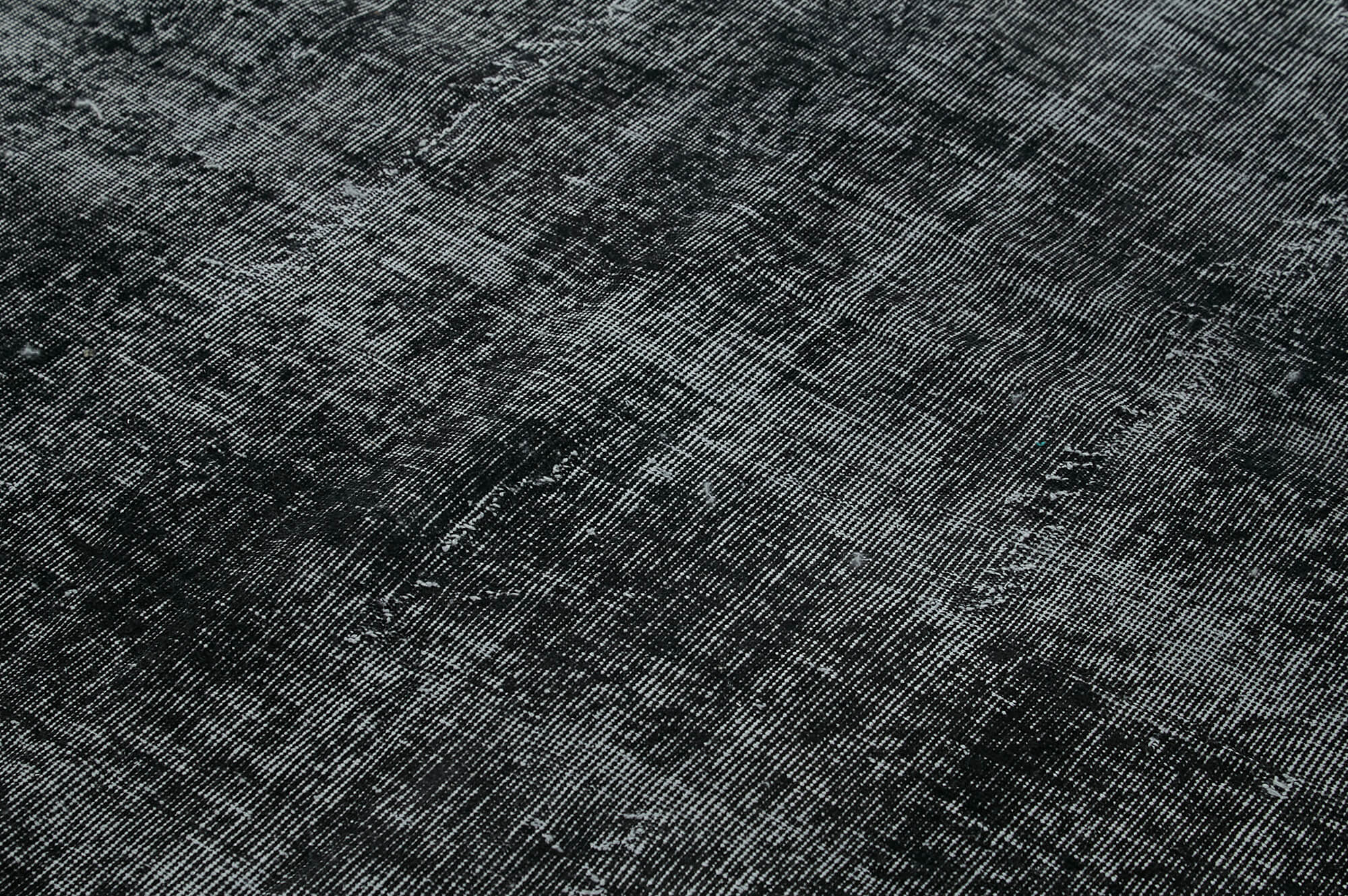 Vintage Handmade Area Rug – Overdyed Black Turkish Carpet 7'3'' x 10'5'' Cotton Wool
