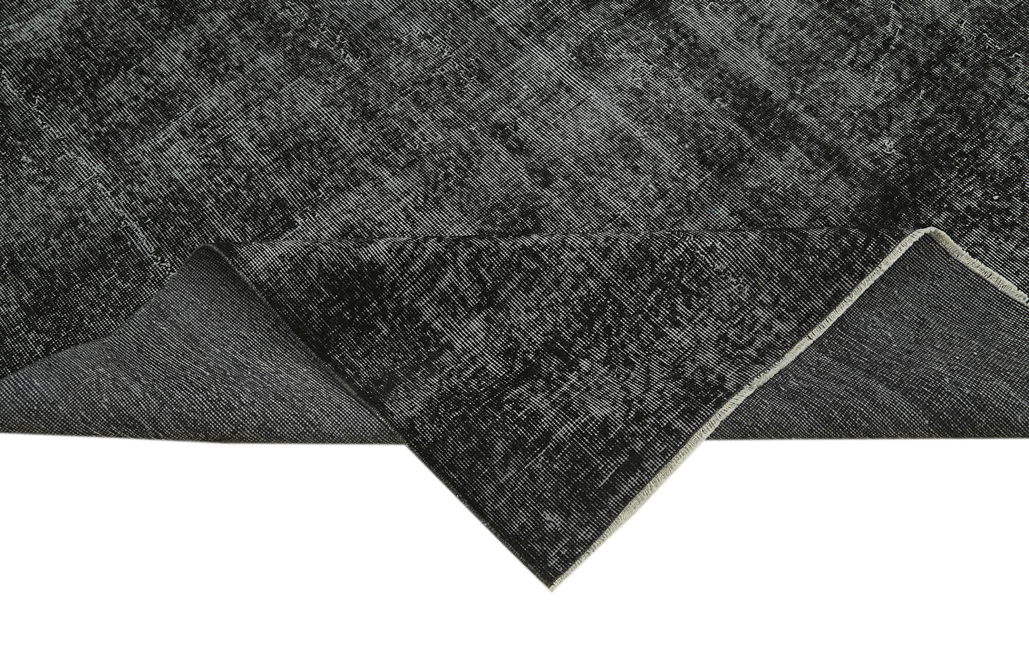 Vintage Handmade Area Rug – Overdyed Black Turkish Carpet 7'3'' x 10'5'' Cotton Wool