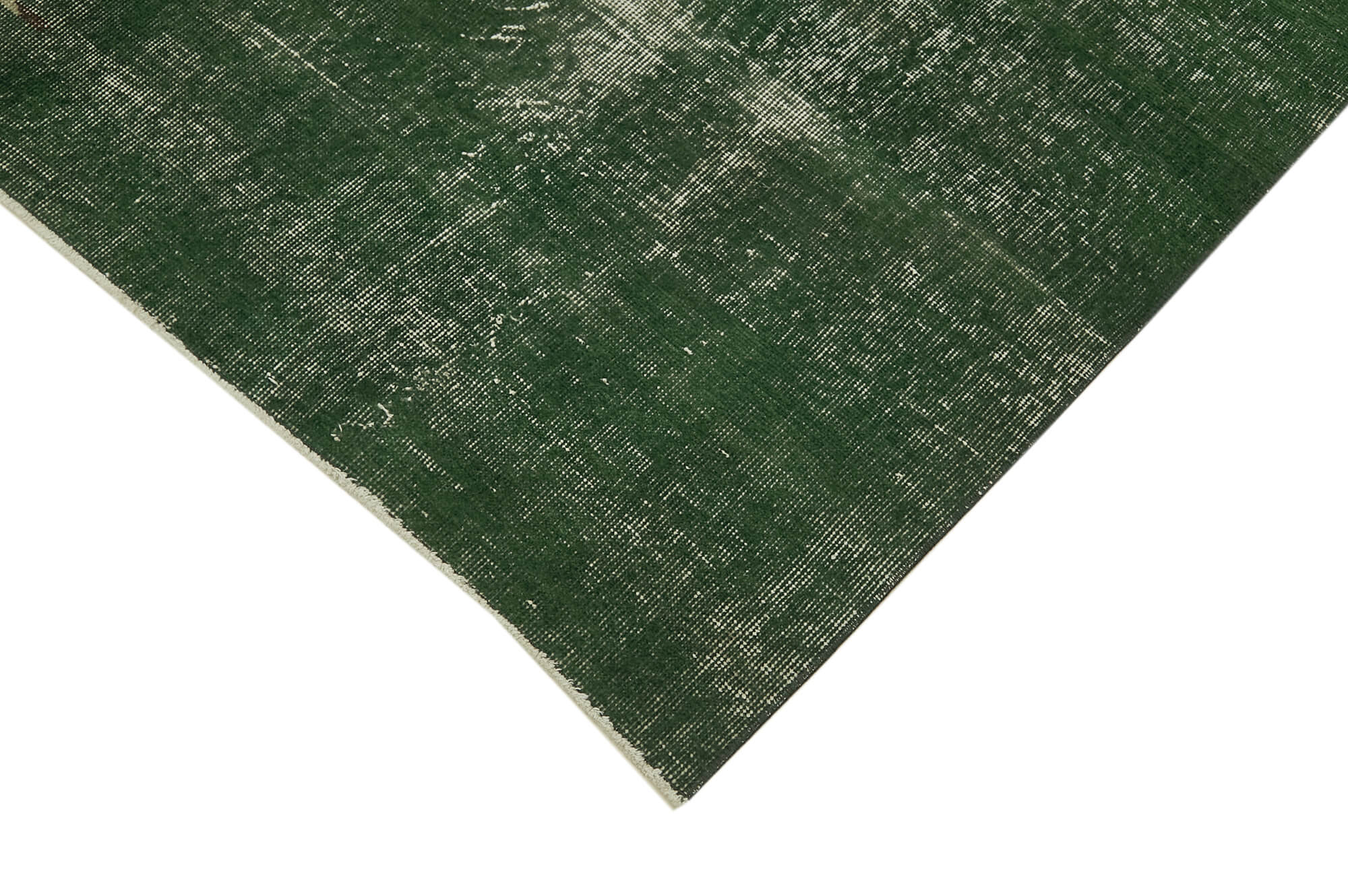 Handmade Vintage Area Rug – Overdyed Vintage Green Cotton Wool Blend 6'9''x10'6''