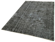 Vintage Handmade Area Rug – Overdyed Black Rug, Hand Woven Cotton Wool Carpet 5'2''x8'2''