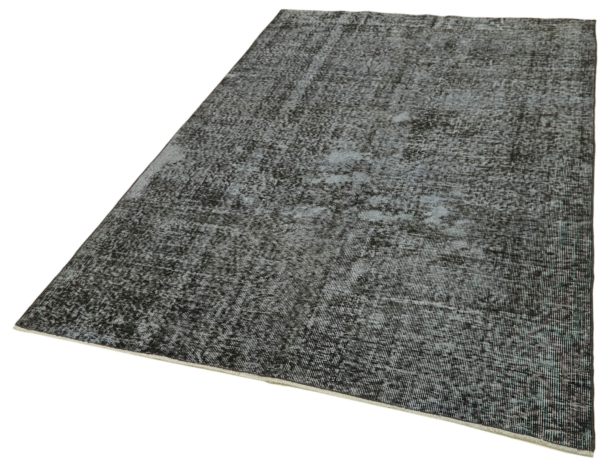 Vintage Handmade Area Rug – Overdyed Black Rug, Hand Woven Cotton Wool Carpet 5'2''x8'2''