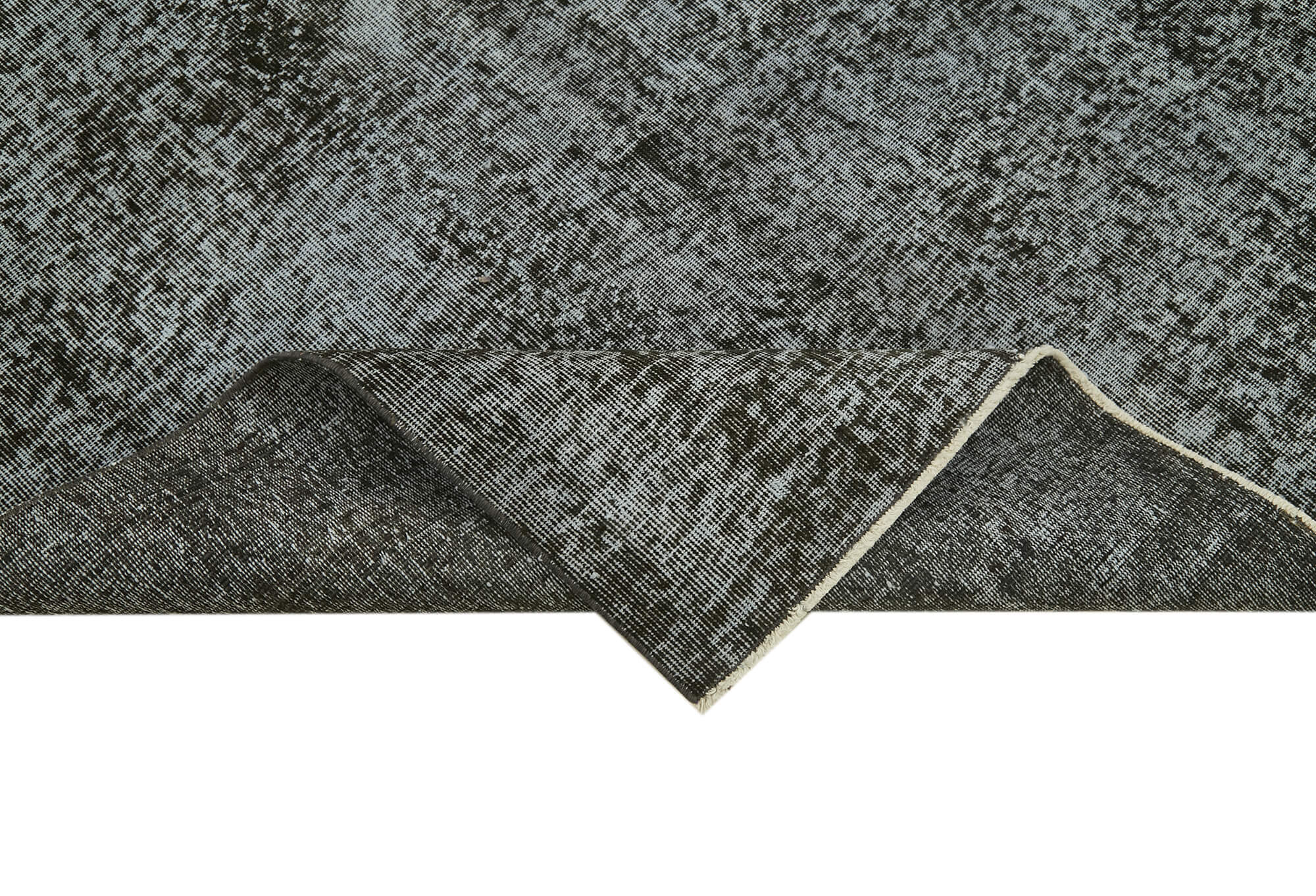 Vintage Handmade Area Rug – Overdyed Black Rug, Hand Woven Cotton Wool Carpet 5'2''x8'2''