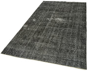 Vintage Wool Area Rug – Handmade Overdyed Black Cotton Wool Carpet 4'8''x8'11''