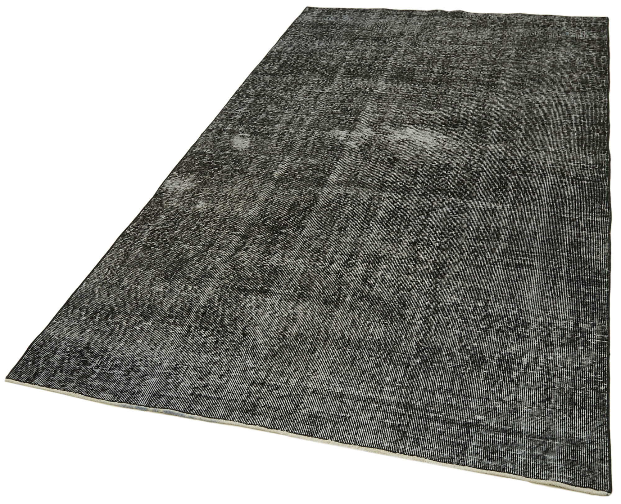 Vintage Wool Area Rug – Handmade Overdyed Black Cotton Wool Carpet 4'8''x8'11''