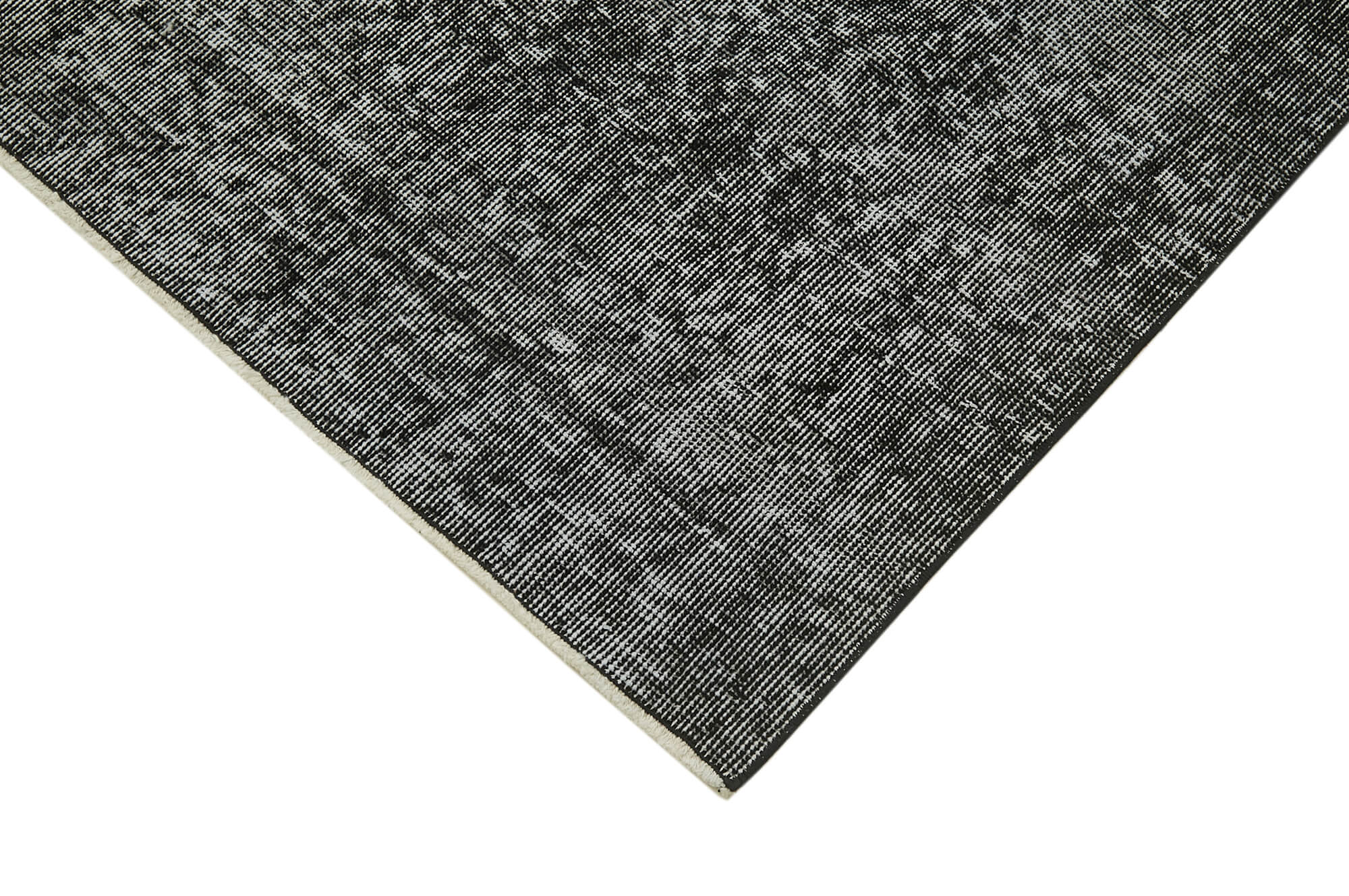 Vintage Wool Area Rug – Handmade Overdyed Black Cotton Wool Carpet 4'8''x8'11''