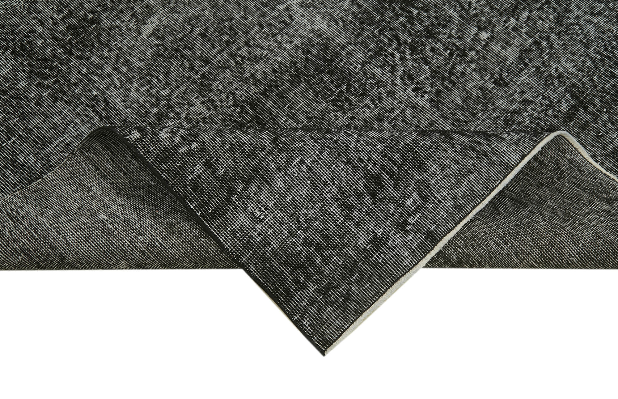 Vintage Wool Area Rug – Handmade Overdyed Black Cotton Wool Carpet 4'8''x8'11''